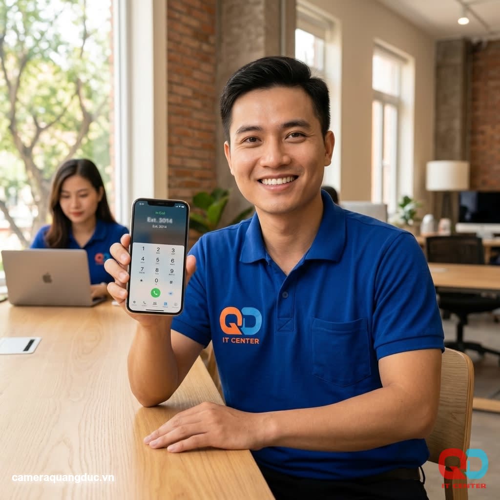 Nhân viên sử dụng softphone trên điện thoại di động