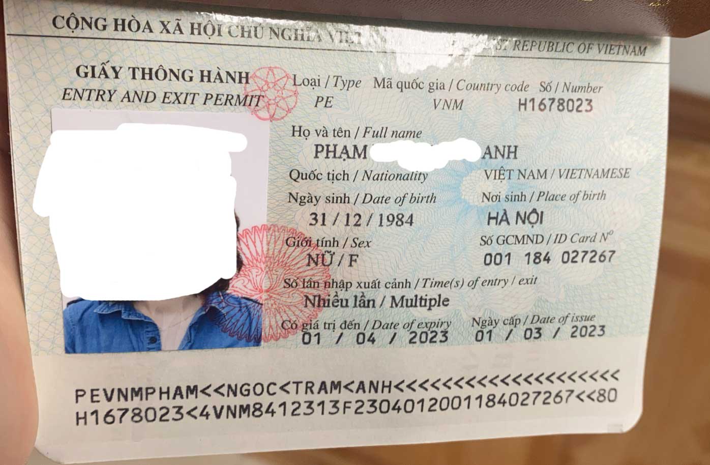 Ảnh Giấy thông hành Hà Khẩu