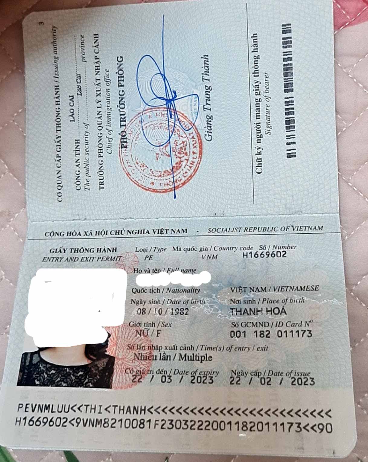 Ảnh Giấy thông hành Hà Khẩu