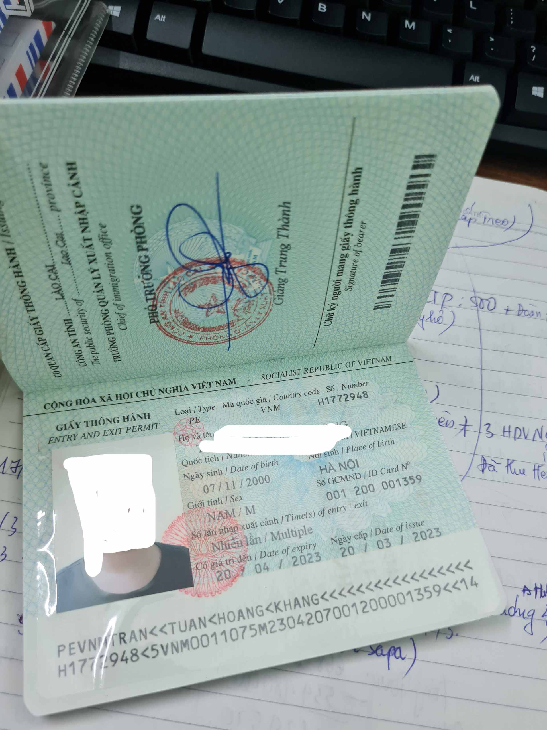 Ảnh Giấy thông hành Hà Khẩu