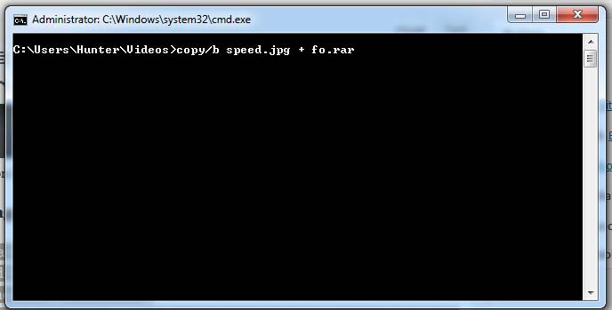 cmd code of hiding zip file into image.