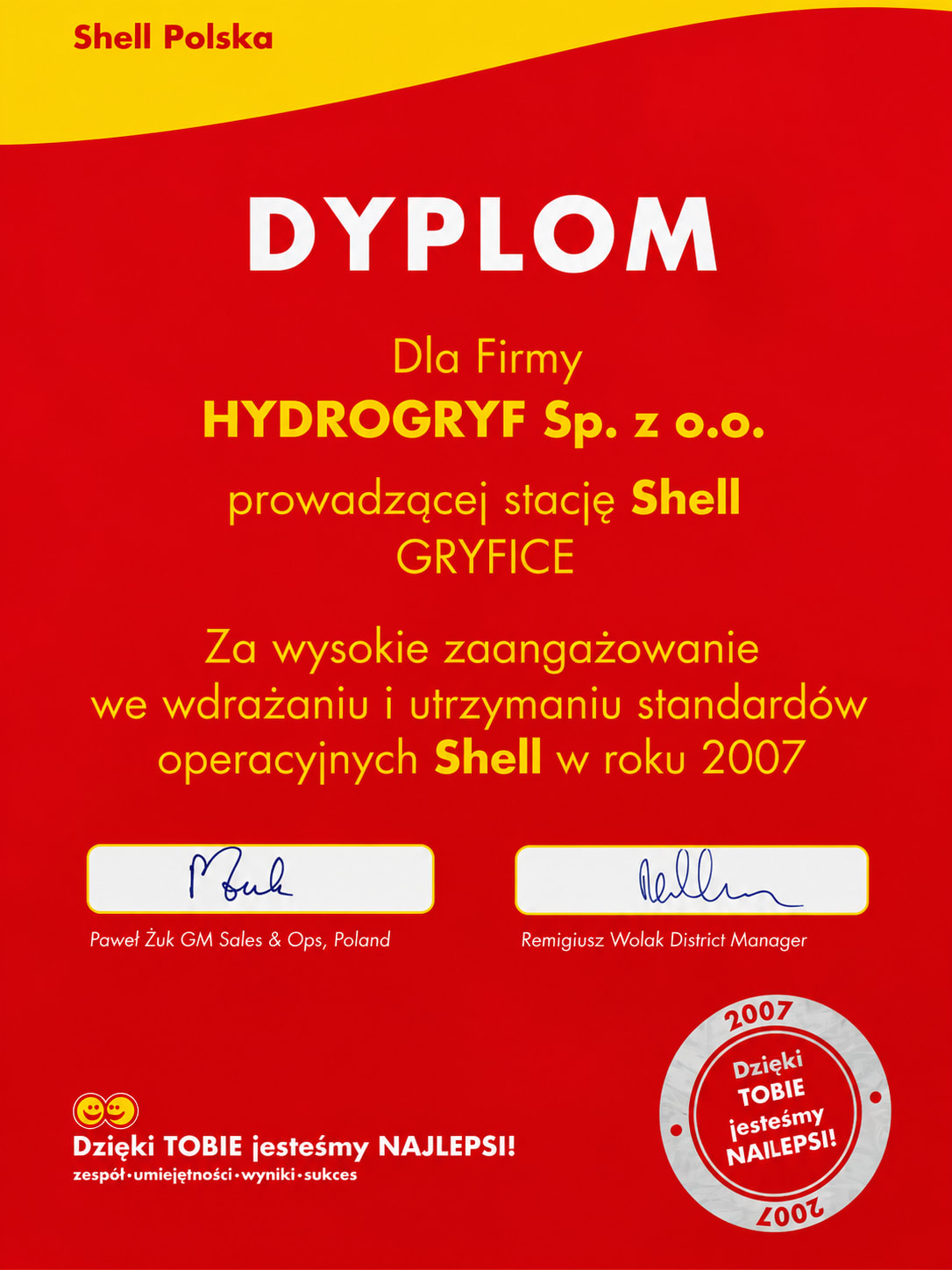 Dyplom Shell Polska 2007