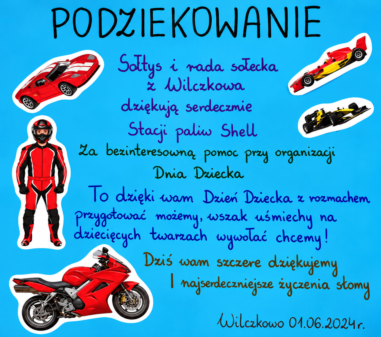 Podziękowanie za pomoc w organizacji Dnia Dziecka