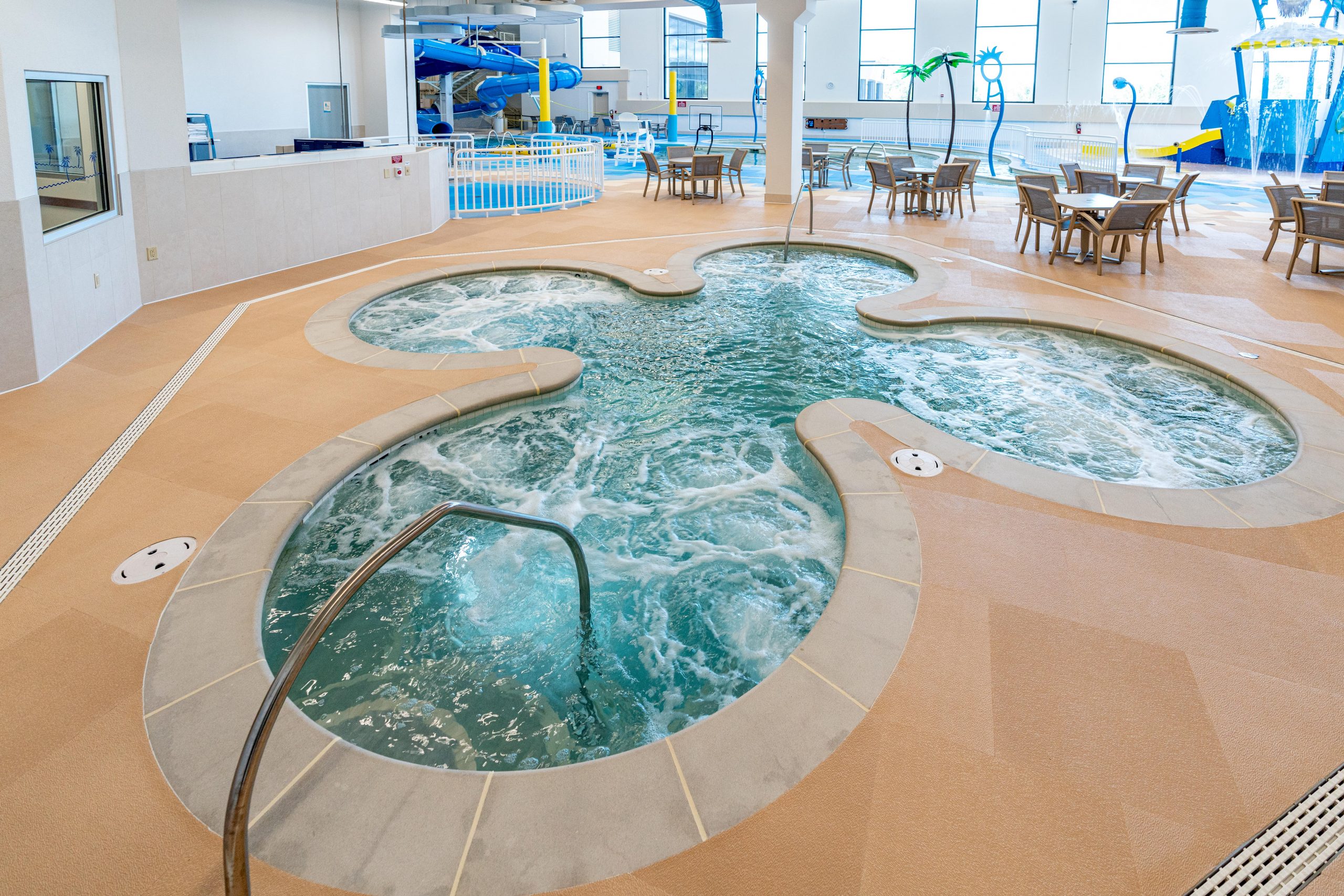 finished pool trench drains at island resort and casino water park in Harris Michigan