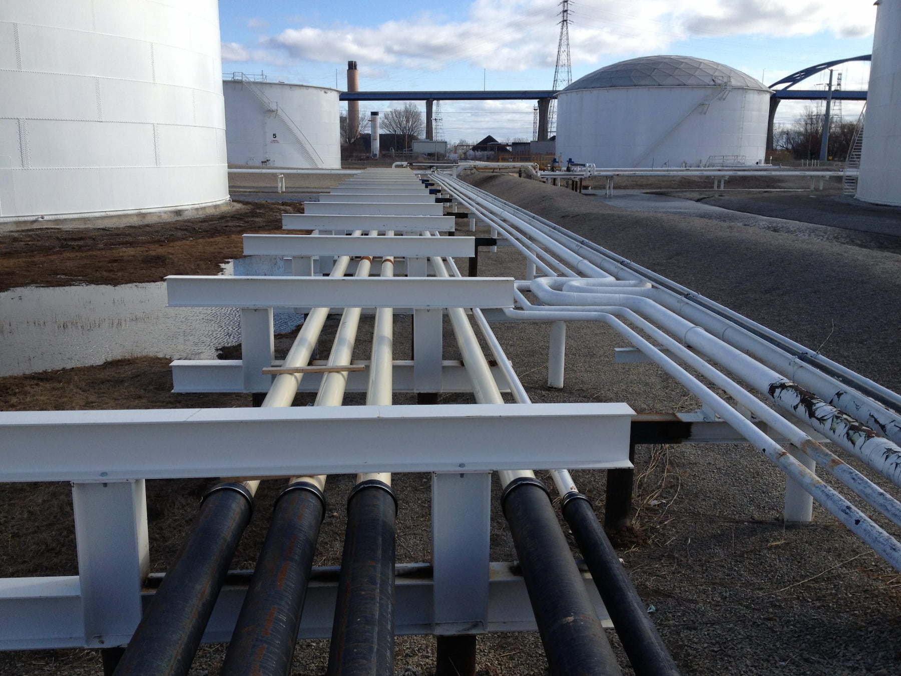 Rows of piping at Jones Island