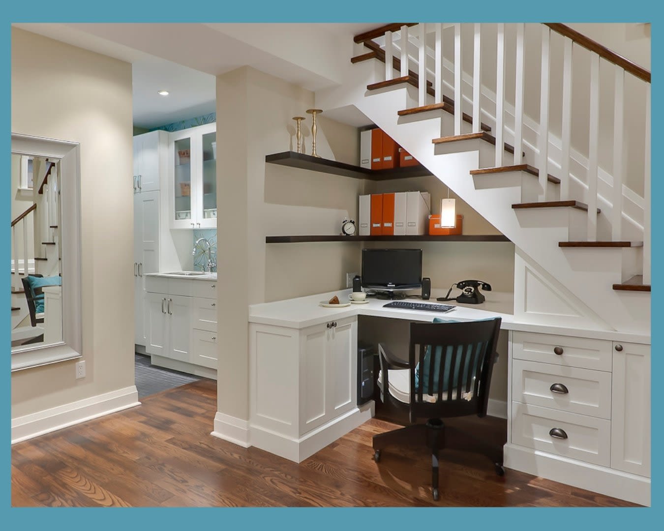 workspace under the stairs