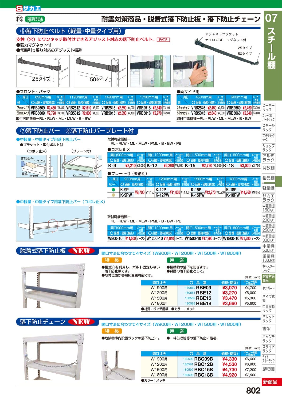 サカエ SAKAE WEBカタログ P801 P802 スチール棚 hust