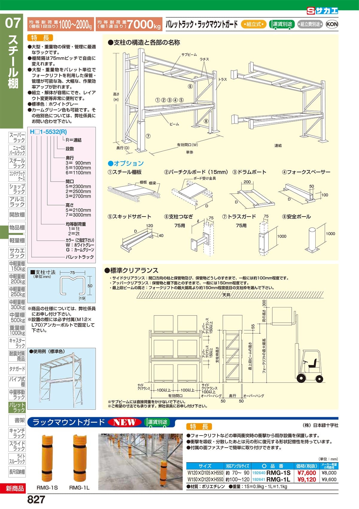 サカエ SAKAE カタログ P827 P828 スチール棚 hust