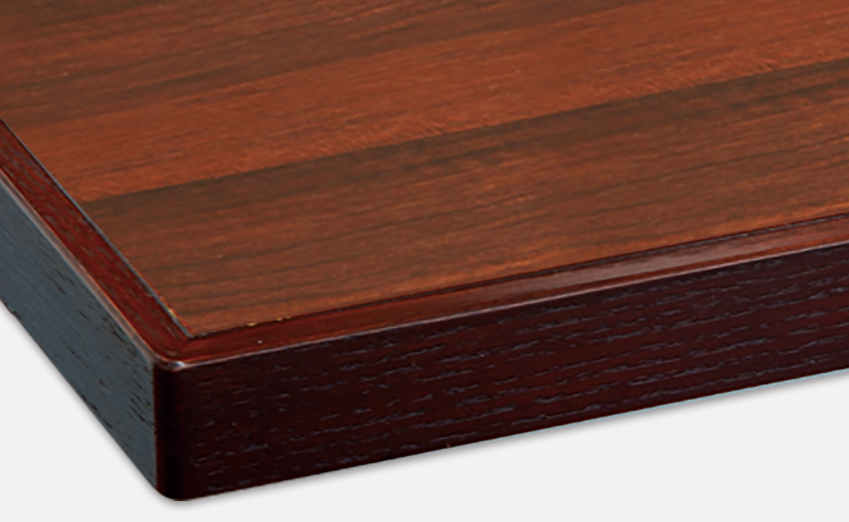 メラミン化粧板天面と木製エッジ