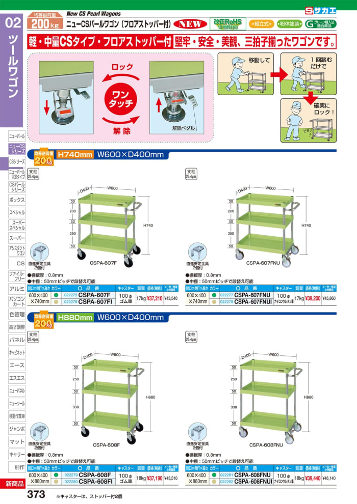 オンラインショップ】 サカエ<br>ニューＣＳスーパーワゴン エラストマー車仕様 <br>CSWA-607E<br><br>