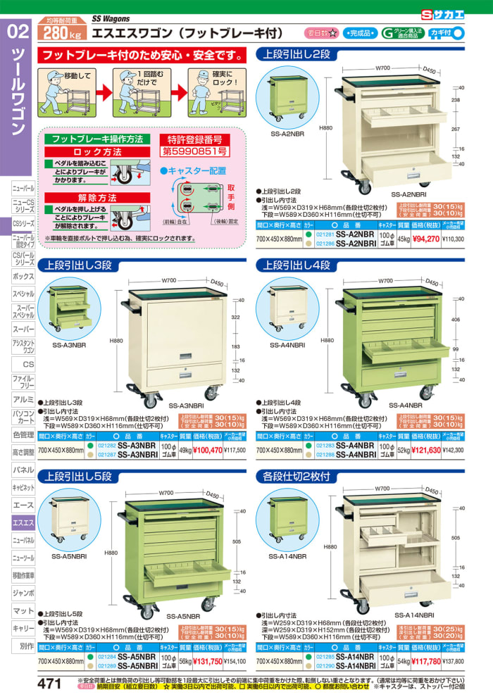 有名な 直送品 サカエ エスエスワゴン SS-A2NBR