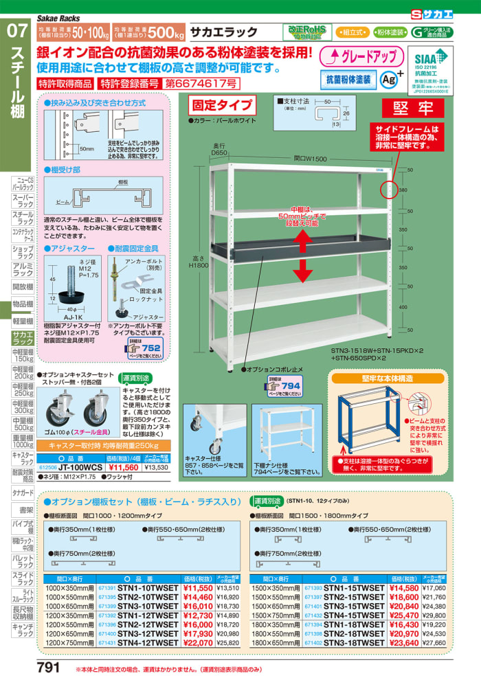 競売 フジノネットショップステンレスサカエラック 固定タイプ ＳＴＮ２−１８１２ＳＵ４