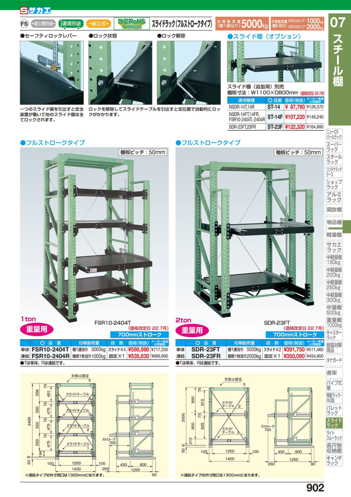 最大65%OFFクーポン サカエ<br>ＳＳＷ用オプション スライド棚セット<br>KAS-1SET<br><br>