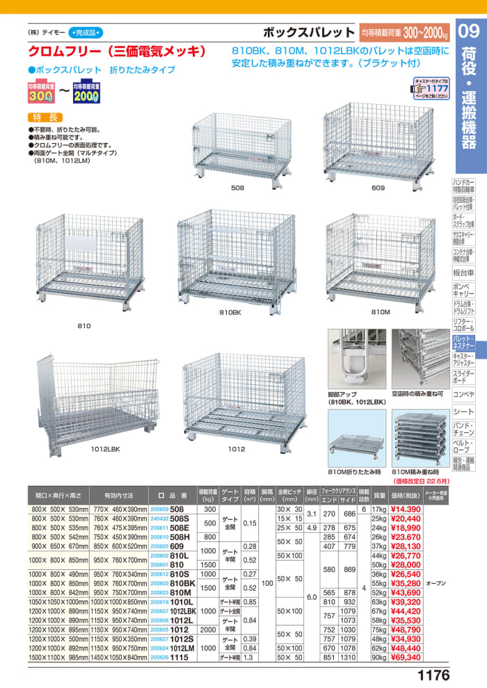 (法人限定)ユーエイキャスター:ボックスパレット 1012(メーカー直送品)(車両制限) 荷物 物流 工場 作業現場 ボックスパレット パレット - 2