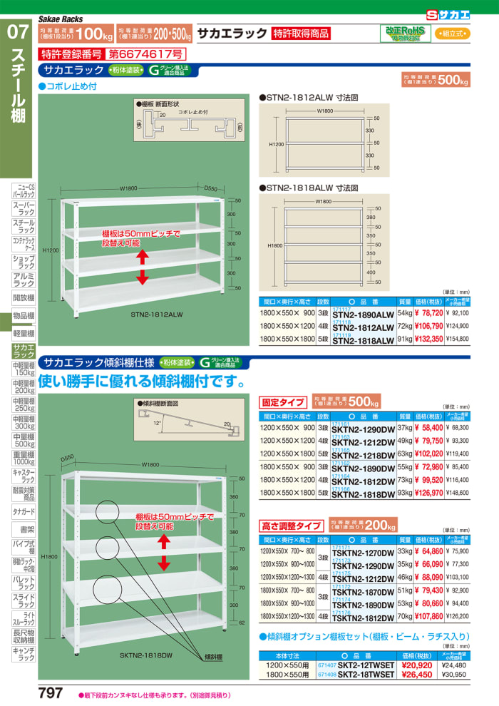 サカエ サカエラック（高さ調整タイプ）　ＴＳＴＮ１−１０９０Ｗ - 3