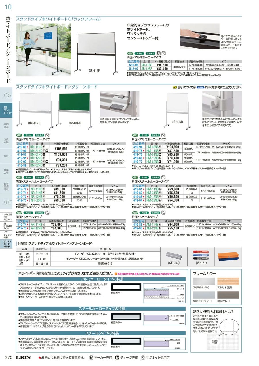 ライオン事務器 スチールコンタクトボード 行動予定表 345×695mm CT-4K