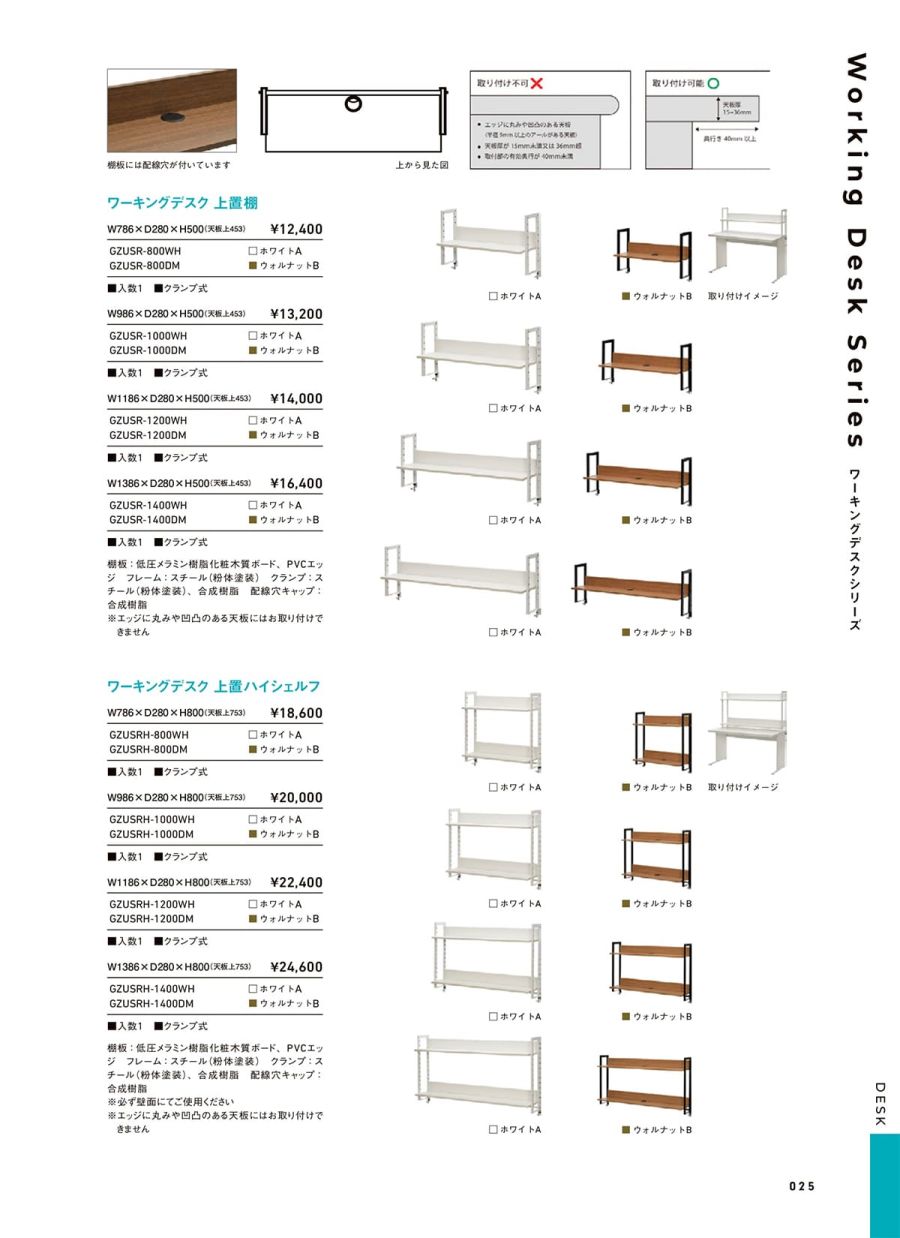 売れ筋新商品 アール エフ ヤマカワ ワーキングデスク 上置棚 W1000mm ホワイト GZUSR-1000WH 1台 組立品 