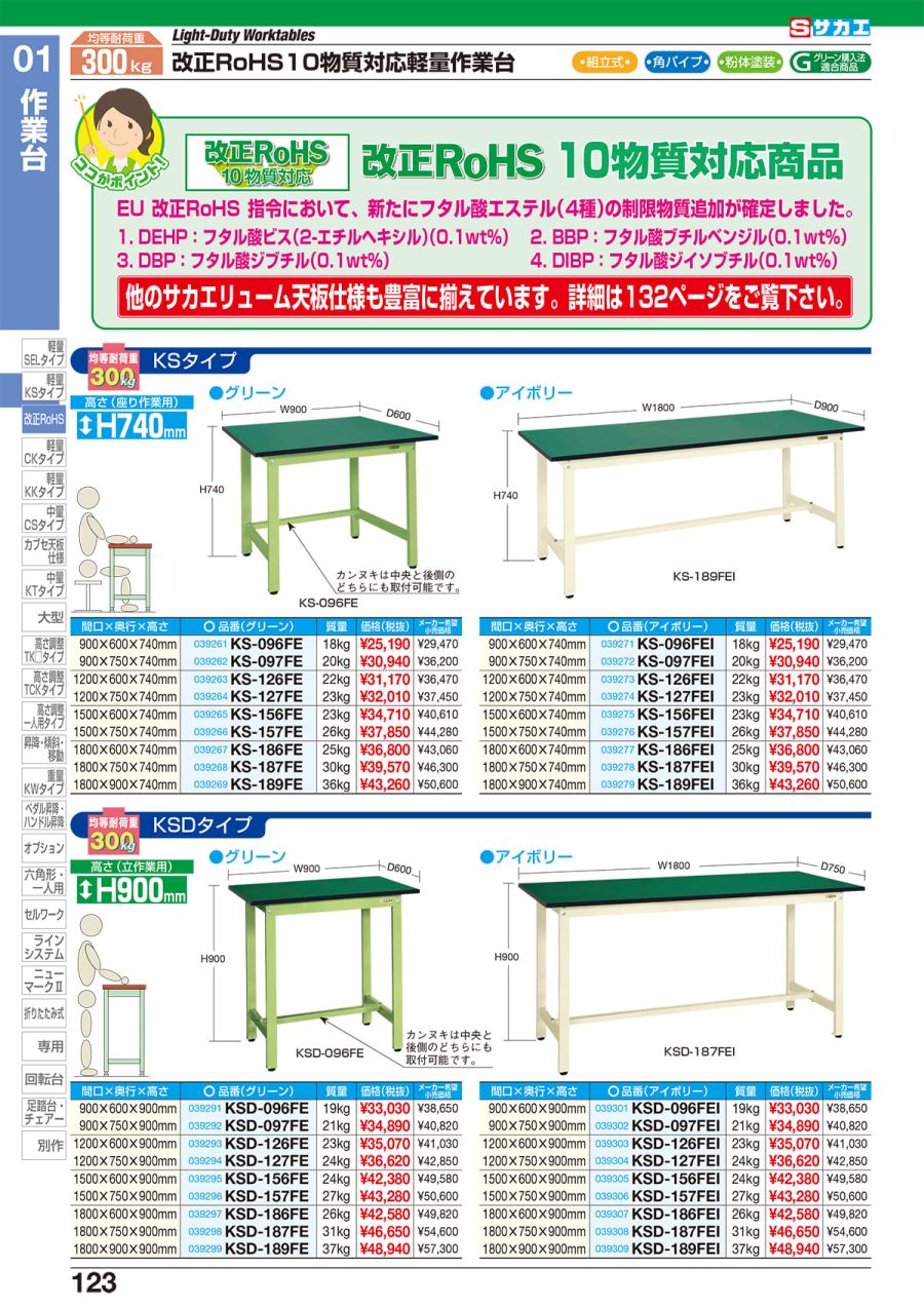 SAKAE/サカエ 【代引不可】軽量作業台KSタイプ(改正RoHS10物質対応) KS