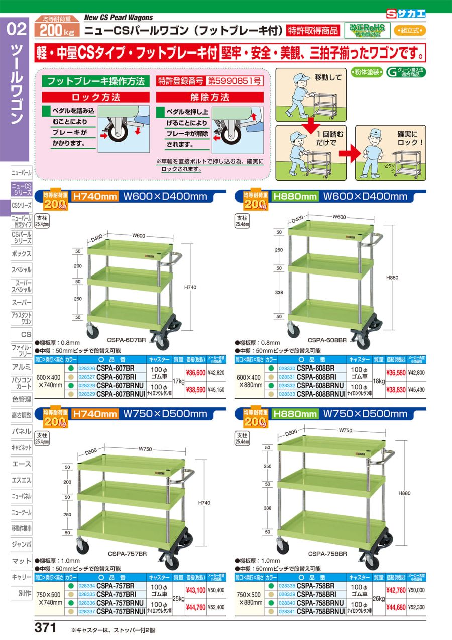 種類豊富な品揃え サカエ ＣＳスペシャルワゴン用オプション棚板 CSSA