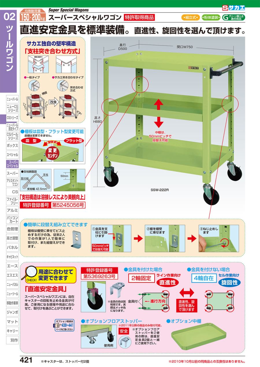 4年保証』 サカエ スーパー スーパースペシャルワゴン用キャビネット