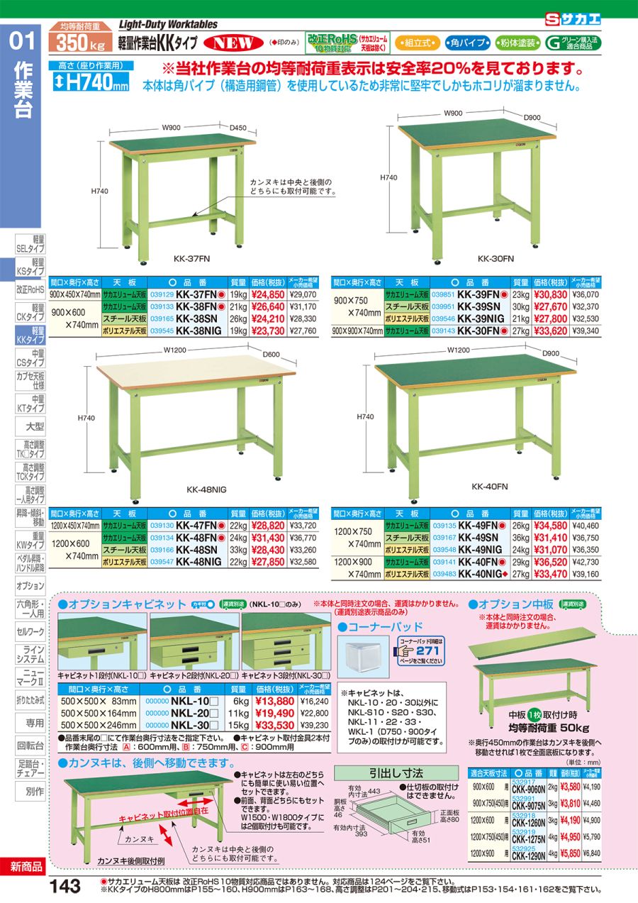 運賃見積り)(直送品)サカエ SAKAE 軽量作業台(KKタイプ/抗ウイルス天板