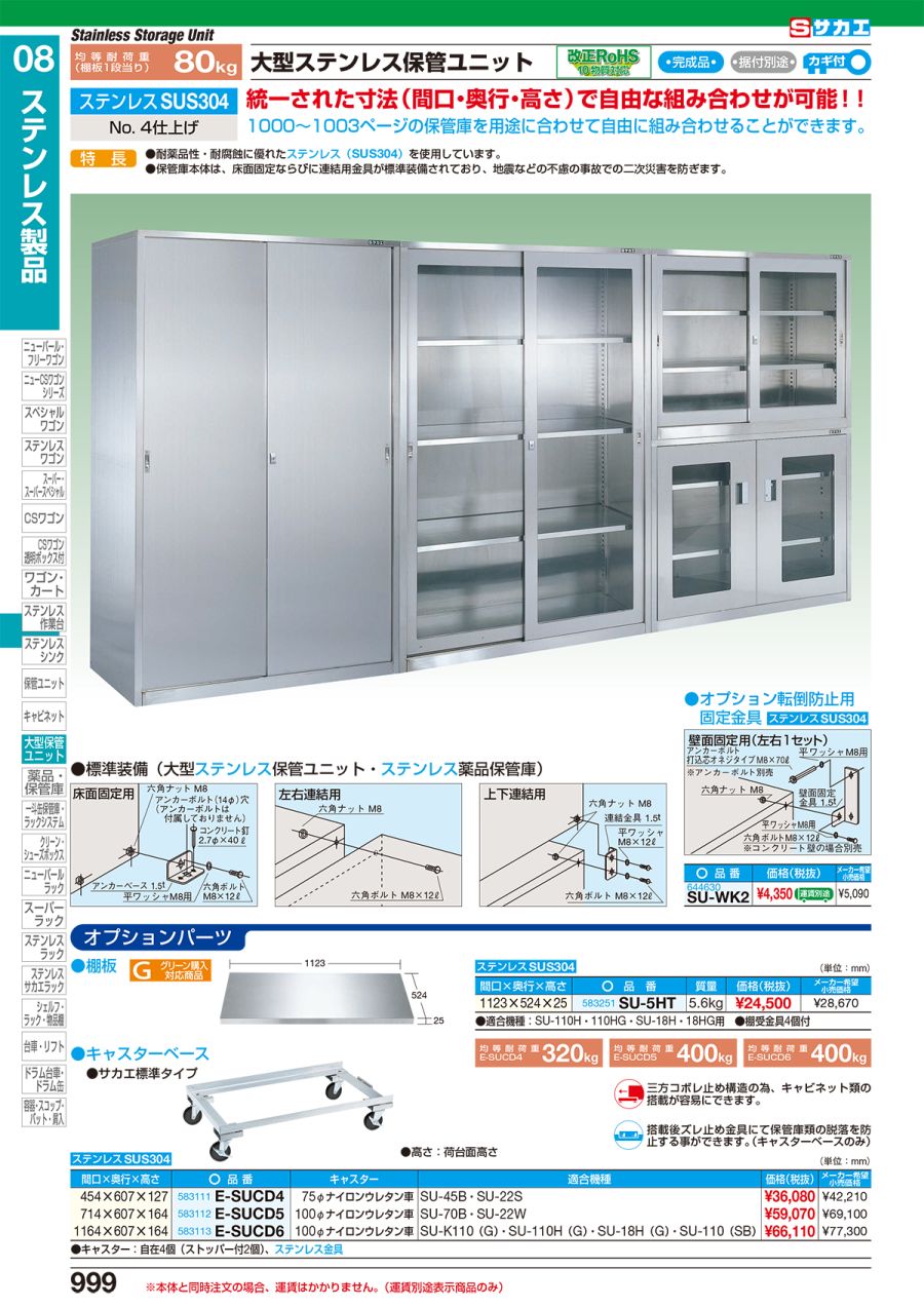 (直送品)サカエ ステンレス薬品保管庫 SU-110SB - 4