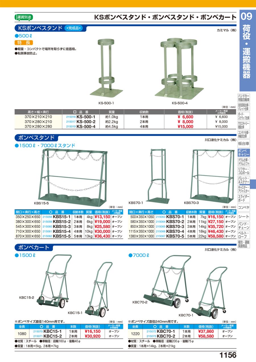 カミマル ボンベスタンド 1500L容器三本用 KS-1500-3 - 5