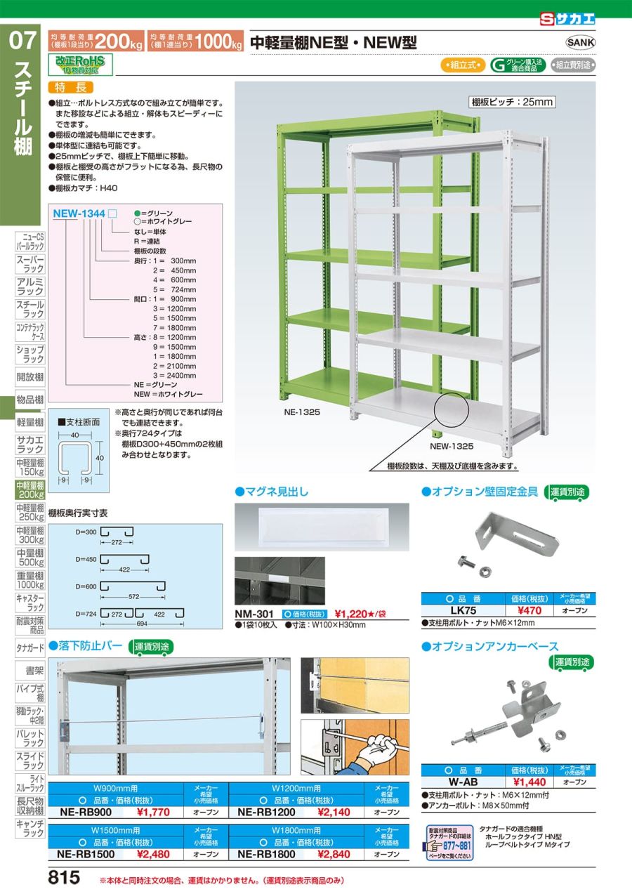 サカエ　ステンレスラック　ＳＬＮ−１８５４ＳＵ  - 4