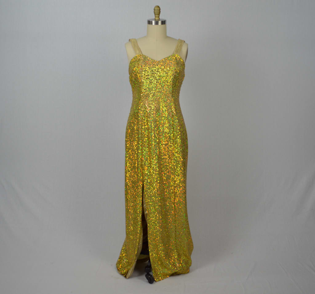 1960s Gold Disco Dot Gown