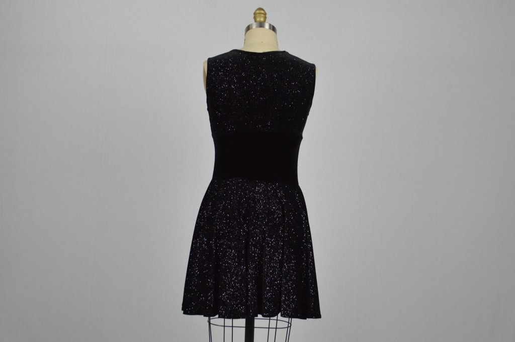Black Sparkly Velvet Swing Dress