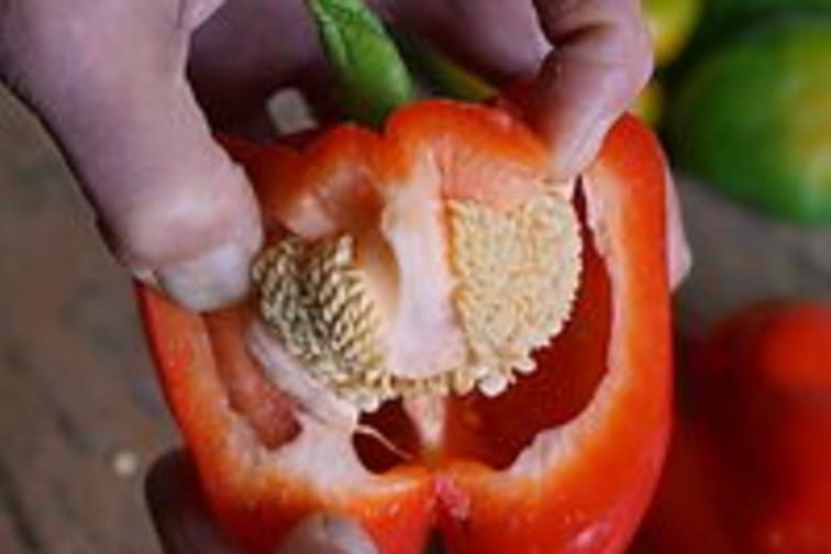 Peler un poivron au couteau - Etape 4