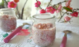 Verrines de riz au lait rose