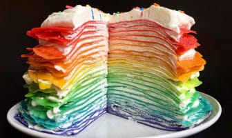 Rainbow crêpes cake