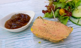 Confit de figue et tranche de foie gras cuit