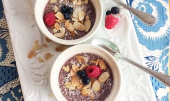 Chia pudding topping framboises