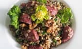 Salade de lentilles blondes, gésiers de canard et Pak Choï