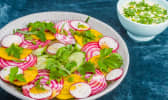 Salade de concombre, betteraves, radis et roquette