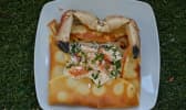 Crêpes salées au crabe et crème de crabe au beurre salé