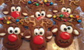 Biscuits en forme de tête de Rudolph le renne