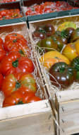 Assortiment de tomates en cageots