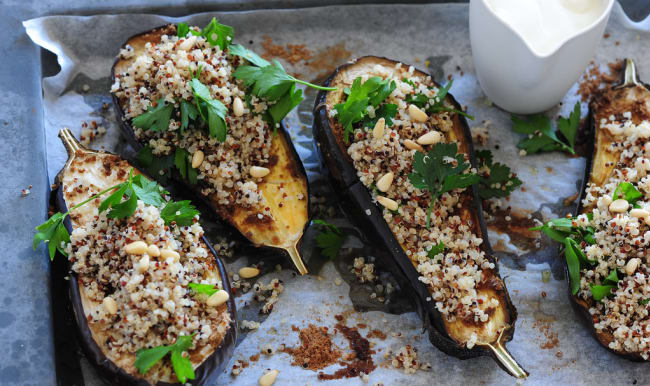 Aubergines farcies au quinoa