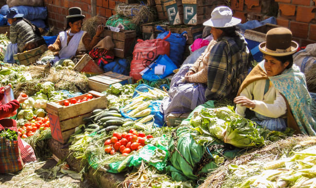 Marché alimentaire en Bolivie