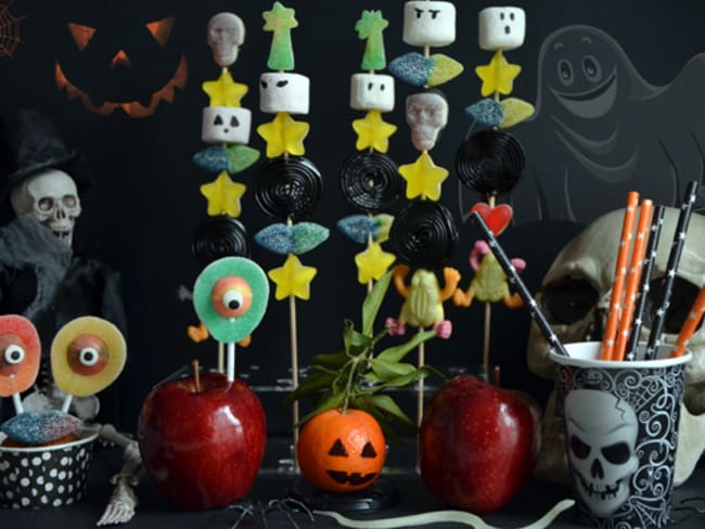 Brochettes de bonbons Haribo, Lutti... pour Halloween