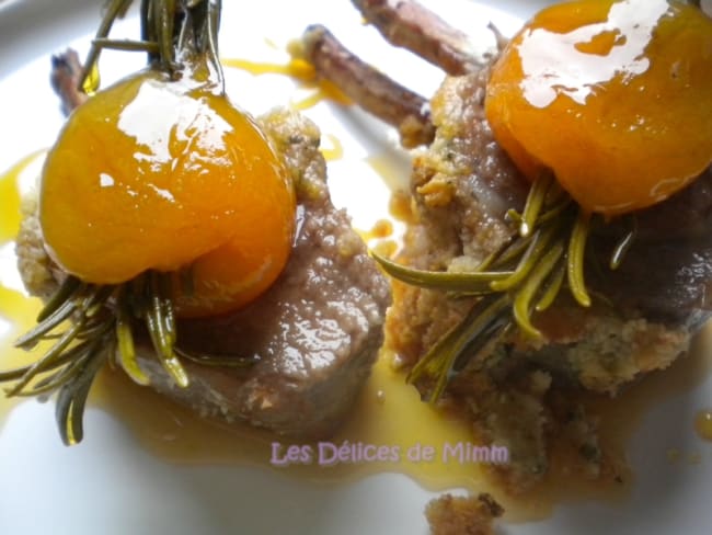 Carré d’agneau aux amandes et au caramel d’abricot