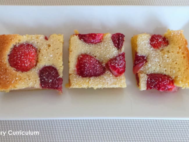 Brownies chocolat blanc et fraises