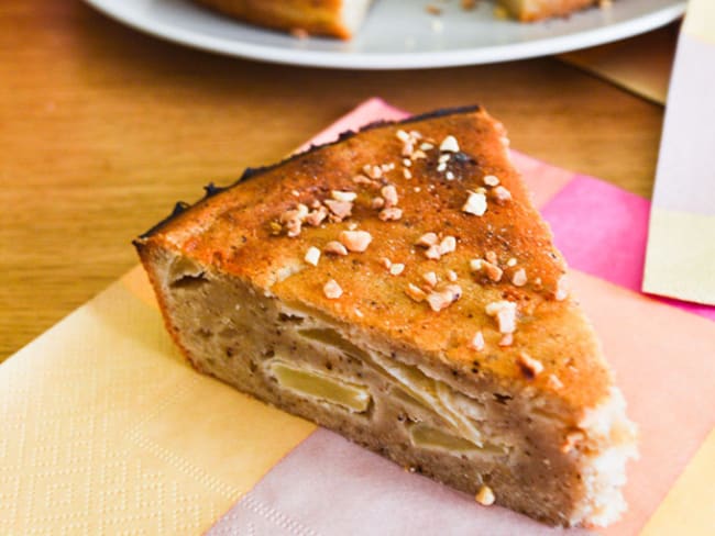 Financier géant noisette, pommes vanille