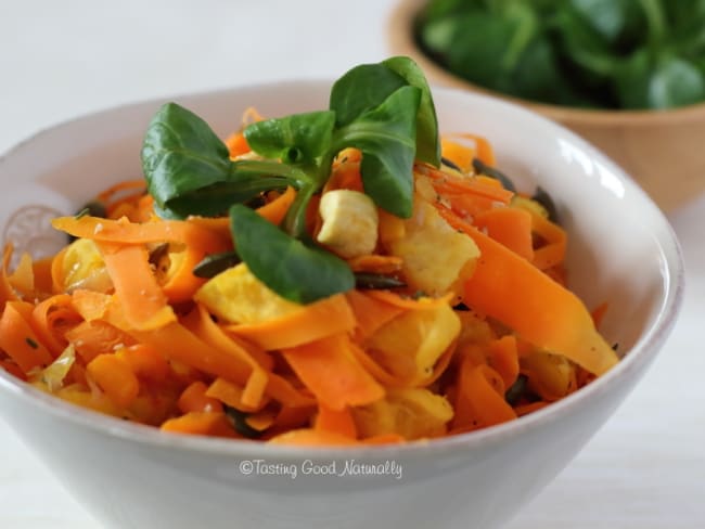 Carottes à l’orange, noix de cajou et graines de courges