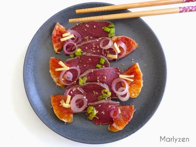 Tataki de boeuf à l'orange sanguine