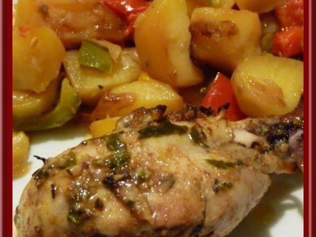 Pilons de poulet aux épices et poêlée de légumes