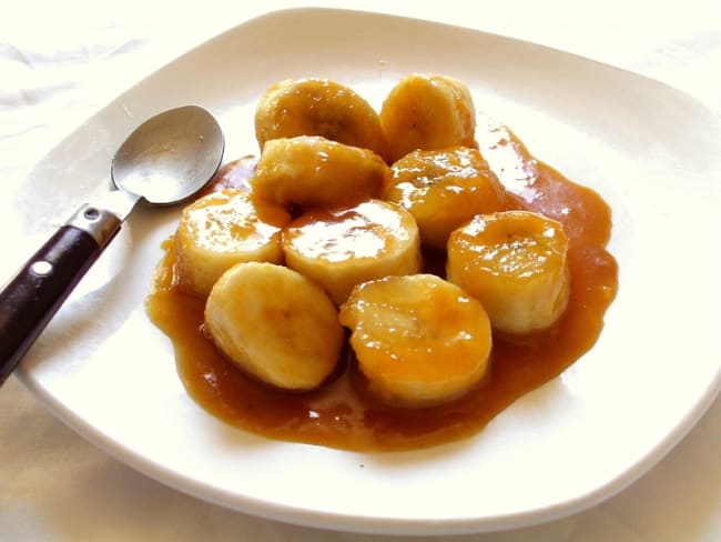 Banane poèlée facile et rapide au caramel beurre salé à l'orange